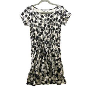 Diane Von Furstenberg DVF Mini Dress Size 4 Printed Silk Black Ivory Boat Neck